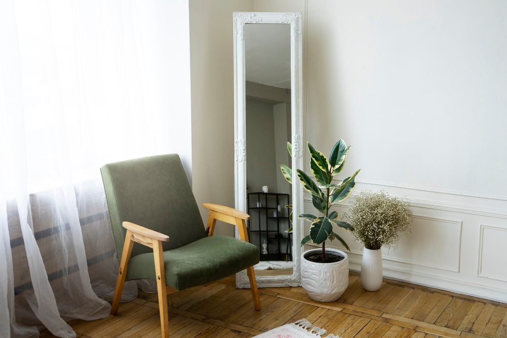 interior-decor-with-mirror-potted-plant