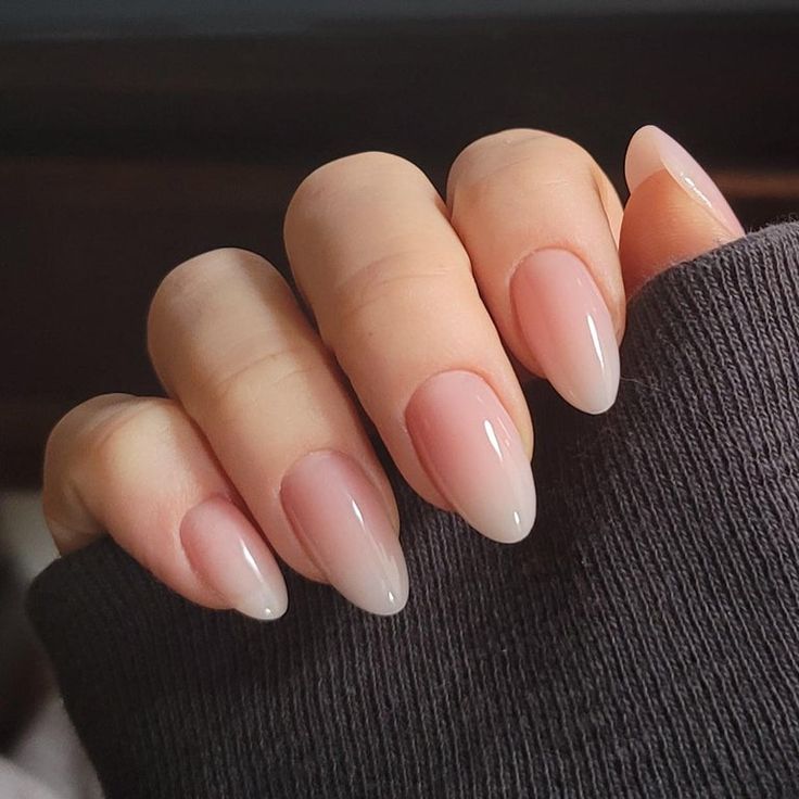 almond ombre baby boomer nails 💅 (with hard gel)
